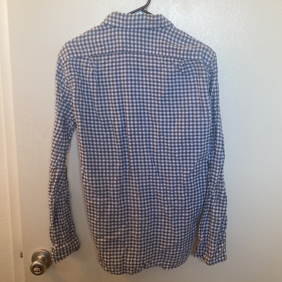 J.Crew Medium Slim Blue Checkered Button Up - Picture 3 of 3